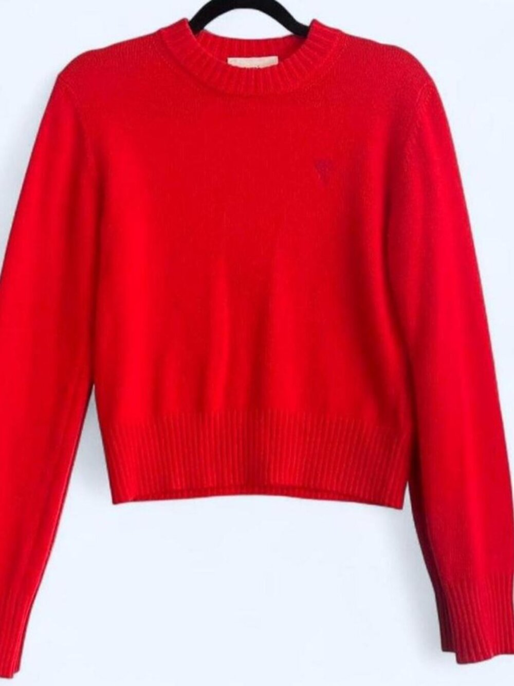 AMI Paris Red 100% virgin wool crew neck sweater with heart detail size small